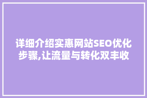 详细介绍实惠网站SEO优化步骤,让流量与转化双丰收