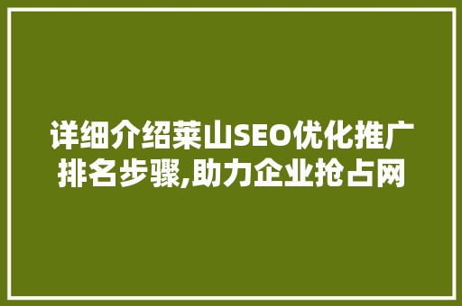详细介绍莱山SEO优化推广排名步骤,助力企业抢占网络市场制高点