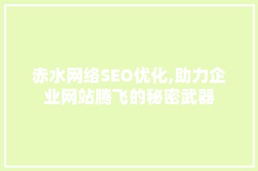 赤水网络SEO优化,助力企业网站腾飞的秘密武器