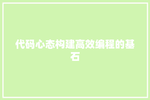 代码心态构建高效编程的基石