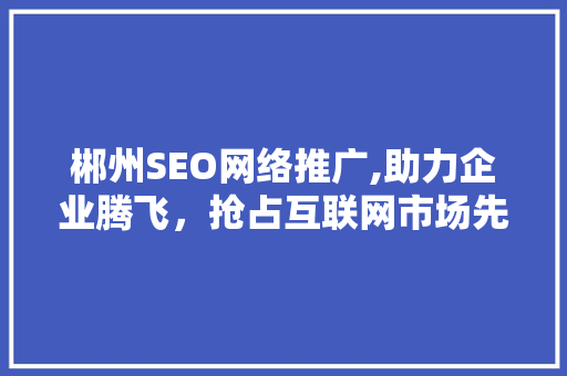 郴州SEO网络推广,助力企业腾飞，抢占互联网市场先机