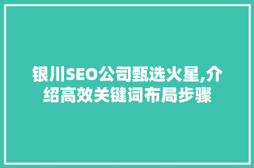 银川SEO公司甄选火星,介绍高效关键词布局步骤