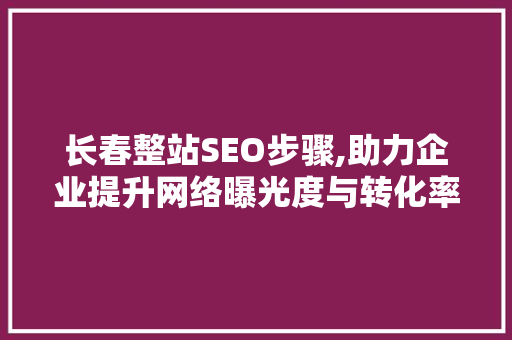 长春整站SEO步骤,助力企业提升网络曝光度与转化率