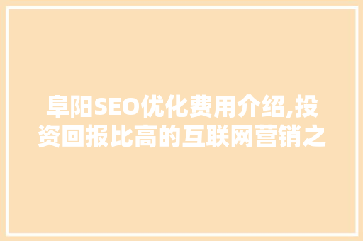阜阳SEO优化费用介绍,投资回报比高的互联网营销之路