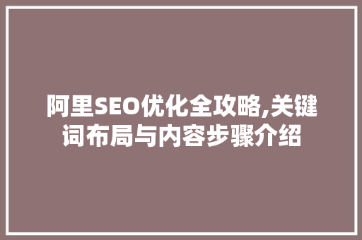 阿里SEO优化全攻略,关键词布局与内容步骤介绍
