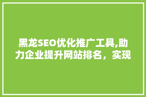 黑龙SEO优化推广工具,助力企业提升网站排名，实现线上营销新突破