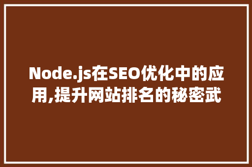 Node.js在SEO优化中的应用,提升网站排名的秘密武器
