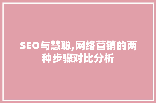 SEO与慧聪,网络营销的两种步骤对比分析