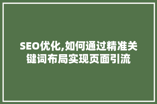 SEO优化,如何通过精准关键词布局实现页面引流