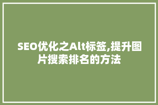 SEO优化之Alt标签,提升图片搜索排名的方法