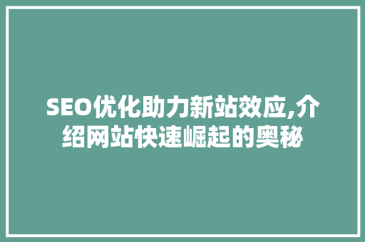 SEO优化助力新站效应,介绍网站快速崛起的奥秘