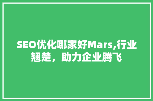 SEO优化哪家好Mars,行业翘楚，助力企业腾飞