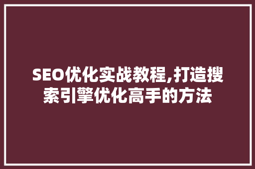 SEO优化实战教程,打造搜索引擎优化高手的方法