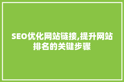 SEO优化网站链接,提升网站排名的关键步骤