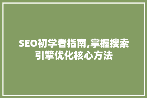 SEO初学者指南,掌握搜索引擎优化核心方法