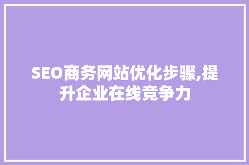 SEO商务网站优化步骤,提升企业在线竞争力