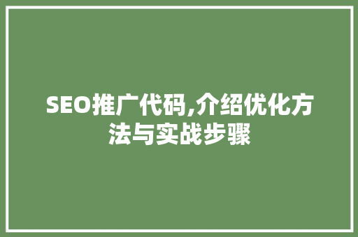 SEO推广代码,介绍优化方法与实战步骤