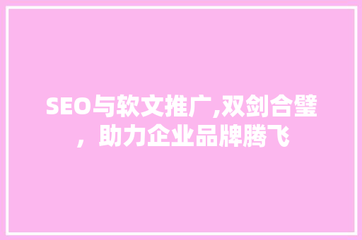 SEO与软文推广,双剑合璧，助力企业品牌腾飞