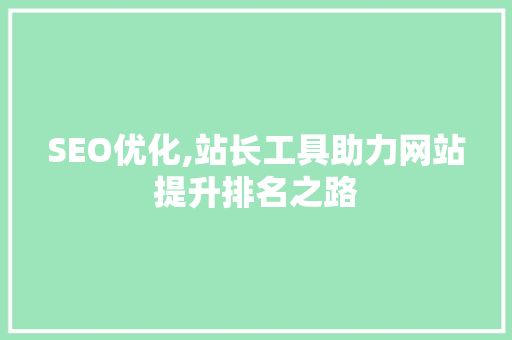 SEO优化,站长工具助力网站提升排名之路