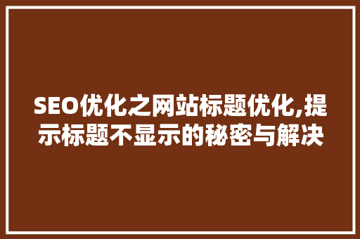 SEO优化之网站标题优化,提示标题不显示的秘密与解决方法