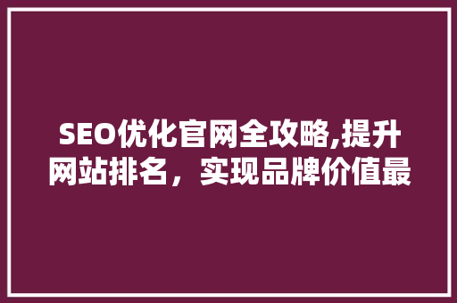 SEO优化官网全攻略,提升网站排名，实现品牌价值最大化