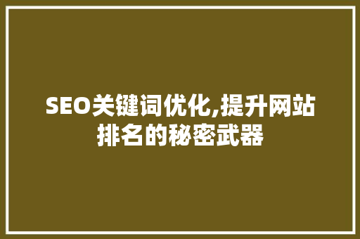 SEO关键词优化,提升网站排名的秘密武器