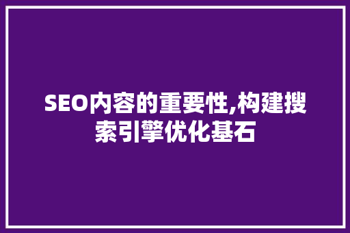 SEO内容的重要性,构建搜索引擎优化基石