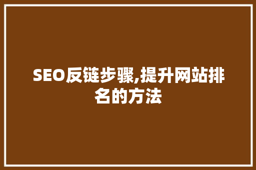 SEO反链步骤,提升网站排名的方法