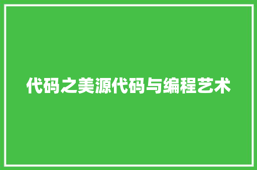 代码之美源代码与编程艺术