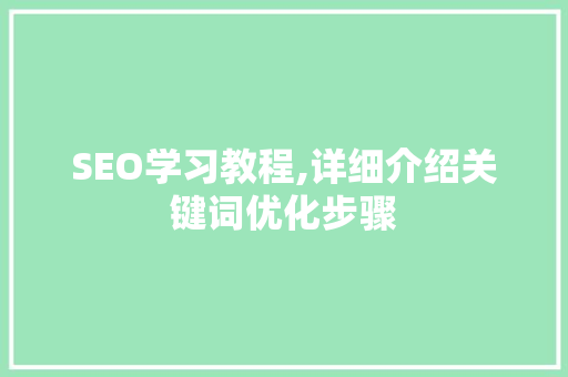 SEO学习教程,详细介绍关键词优化步骤