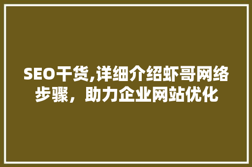 SEO干货,详细介绍虾哥网络步骤，助力企业网站优化