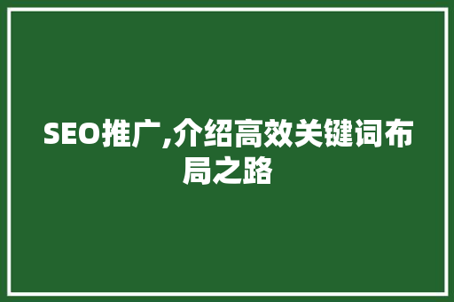 SEO推广,介绍高效关键词布局之路