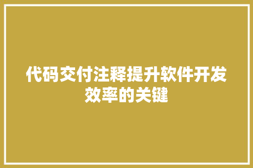代码交付注释提升软件开发效率的关键