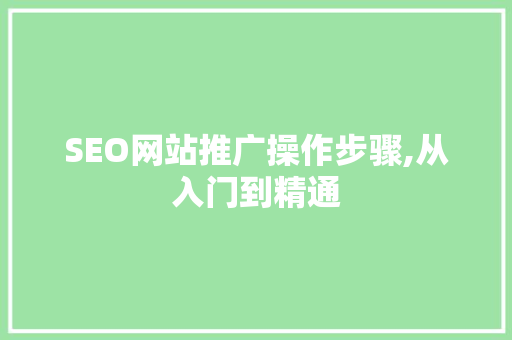 SEO网站推广操作步骤,从入门到精通