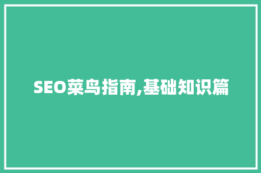 SEO菜鸟指南,基础知识篇