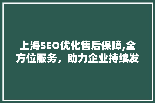 上海SEO优化售后保障,全方位服务，助力企业持续发展