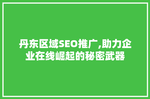 丹东区域SEO推广,助力企业在线崛起的秘密武器