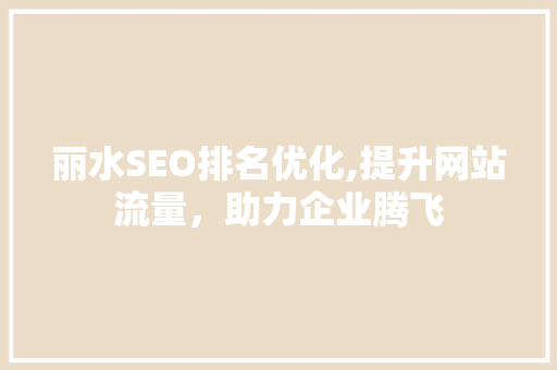 丽水SEO排名优化,提升网站流量，助力企业腾飞
