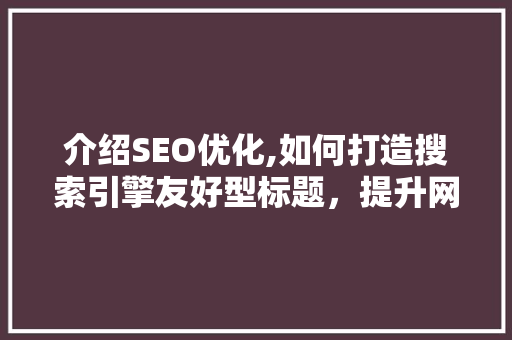 介绍SEO优化,如何打造搜索引擎友好型标题，提升网站排名