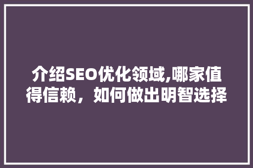 介绍SEO优化领域,哪家值得信赖，如何做出明智选择