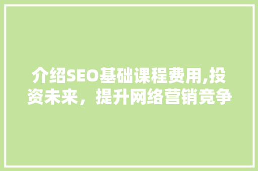 介绍SEO基础课程费用,投资未来，提升网络营销竞争力