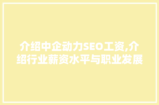 介绍中企动力SEO工资,介绍行业薪资水平与职业发展前景