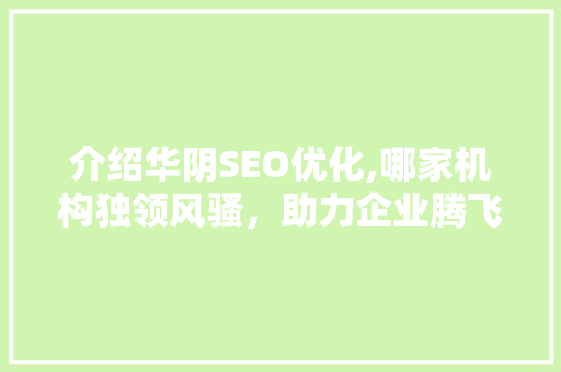 介绍华阴SEO优化,哪家机构独领风骚，助力企业腾飞
