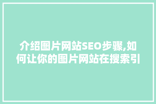 介绍图片网站SEO步骤,如何让你的图片网站在搜索引擎中脱颖而出