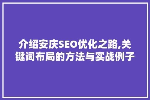 介绍安庆SEO优化之路,关键词布局的方法与实战例子