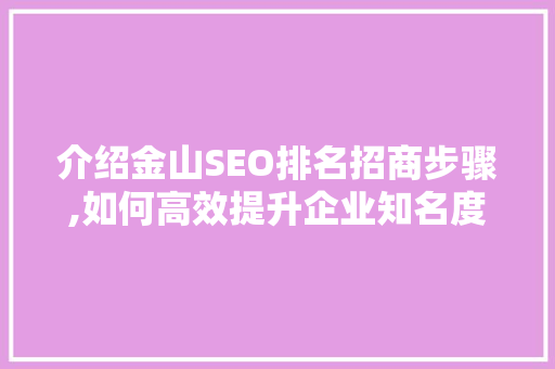 介绍金山SEO排名招商步骤,如何高效提升企业知名度与竞争力