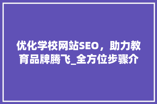 优化学校网站SEO，助力教育品牌腾飞_全方位步骤介绍