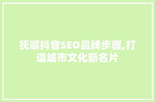 抚顺抖音SEO品牌步骤,打造城市文化新名片