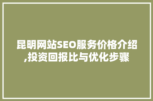 昆明网站SEO服务价格介绍,投资回报比与优化步骤