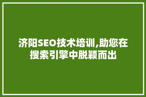 济阳SEO技术培训,助您在搜索引擎中脱颖而出